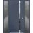 Front Exterior Prehung Steel Door / Cynex 6777 Grey / 2 Sidelight Exterior Windows / Stainless Inserts Single Modern Painted-W12+36+12" x H80"-Left-hand Outswing Gray Graphite
