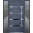 Front Exterior Prehung Steel Door / Deux 1105 Black Enamel / 2 Sidelight Exterior Windows Sidelites/ Stainless Inserts Entry Metal Modern Painted W12+36+12" x H80" Left hand Inswing Gray Graphite