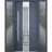 Front Exterior Prehung Steel Door / Deux 0757 Gray Graphite / 2 Sidelight Exterior Windows / Stainless Inserts Single Modern Painted-W12+36+12" x H80"-Right-hand Inswing Gray Graphite