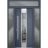 Front Exterior Prehung Steel Door / Deux 5755 Gray Graphite / 2 Sidelight and Transom Window / Stainless Inserts Single Modern Painted-W12+36+12" x H80+16"-Right-hand Inswing Gray Graphite