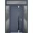 Front Exterior Prehung Aluminum Door / Cynex 6777 Brown / Entry Steel Metal Modern Painted W36+12"xH80+12" Right-hand Inswing Gray Graphite