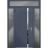 Front Exterior Prehung Steel Door / Cynex 6777 Black / 2 Sidelight and Transom Window / Stainless Inserts Single Modern Painted-W14+36+14" x H80+16"-Left-hand Outswing Gray Graphite