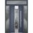 Front Exterior Prehung Steel Door / Deux 5755 Gray Graphite / 2 Sidelight and Transom Window / Stainless Inserts Single Modern Painted-W16+36+16" x H80+16"-Left-hand Inswing Gray Graphite