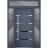 Front Exterior Prehung Steel Door / Deux 1105 Black Enamel / 2 Sidelight and Transom Window Sidelite / Stainless Inserts Entry Metal Modern Painted W14+36+14" x H80+16" Right hand Inswing Gray Graphite