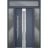 Front Exterior Prehung Steel Door / Deux 1717 Gray Graphite / Stainless Inserts Single Modern Painted-W60" x H96"-Right-hand Inswing Gray Graphite