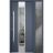 Front Exterior Prehung Steel Door / Deux 5755 Gray Graphite / Sidelight Exterior Window / Stainless Inserts Single Modern Painted-W36+16" x H80"-Right-hand Inswing Gray Graphite
