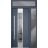Front Exterior Prehung Steel Door / Deux 5755 Gray Graphite / Sidelight and Transom Window / Stainless Inserts Single Modern Painted-W36+14" x H80+16"-Right-hand Inswing Gray Graphite