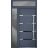 Front Exterior Prehung Steel Door / Deux 1105 Black Enamel / Sidelight and Transom Window Sidelite / Stainless Inserts Entry Metal Modern Painted W36+12" x H80+16" Left hand Inswing Gray Graphite