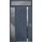 Front Exterior Prehung Steel Door / Cynex 6777 Grey / Sidelight and Transom Window / Stainless Inserts Single Modern Painted-W32+12" x H80+16"-Left-hand Outswing Gray Graphite