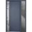 Front Exterior Prehung Steel Door / Deux 0729 Gray Graphite / Sidelight Exterior Window /  Stainless Inserts Single Modern Painted-W36+12" x H80"-Right-hand Inswing Gray Graphite