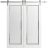 Sliding Double Barn Doors with Hardware | Planum 0888 Painted White with Frosted Glass | 13FT Rail Hangers Sturdy Set | Modern Solid Panel Interior Hall Bedroom Bathroom Door-36" x 80" (2* 18x80) Painted White