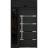Front Exterior Prehung Steel Door / Deux 1105 Gray Graphite / Sidelight and Transom Window / Stainless Inserts Single Modern Painted-W36+16" x H80+16"-Right-hand Inswing Black