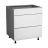 18" Base Cabinet-Double Door-Three Drawer-with Natural Teak door White