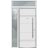 Front Exterior Prehung Steel Door / Deux 1705 White Enamel / Sidelight and Transom Black Window / Stainless Inserts Single Modern Painted-W36+16" x H80+16"-Left-hand Inswing White