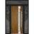 Front Exterior Prehung Steel Door / Deux 1713 White Enamel / 2 Sidelight and Transom Black Window / Stainless Inserts Single Modern Painted-W12+36+12" x H80+16"-Left-hand Inswing Oak