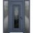 Front Exterior Prehung Steel Door / Ballucio 6044 Gray Graphite / 2 Side Exterior Windows / Stainless Inserts Single Modern Painted-W12+36+12" x H80"-Left-hand Inswing Gray Graphite