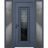 Front Exterior Prehung Steel Door / Ballucio 6044 Gray Graphite / 2 Side Exterior Windows / Stainless Inserts Single Modern Painted-W12+36+12" x H80"-Right-hand Inswing Gray Graphite