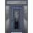 Front Exterior Prehung Steel Door / Ballucio 6044 Gray Graphite / 2 Side and Top Exterior Window / Stainless Inserts Single Modern Painted-W12+36+12" x H80+16"-Right-hand Inswing Gray Graphite