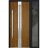Front Exterior Prehung Steel Door / Deux 1744 Natural Oak / Sidelight Exterior Black Window / Stainless Inserts Single Modern Painted-W36+16" x H80"-Right-hand Inswing Oak
