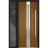 Front Exterior Prehung Steel Door / Deux 1744 Natural Oak / Sidelight Exterior Black Window / Stainless Inserts Single Modern Painted-W36+14" x H80"-Left-hand Inswing Oak