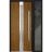 Front Exterior Prehung Steel Door / Deux 1744 Natural Oak / Sidelight Exterior Black Window / Stainless Inserts Single Modern Painted-W36+12" x H80"-Left-hand Inswing Oak