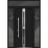 Front Exterior Prehung Steel Door / Deux 1755 Black Enamel / 2 Sidelight and Transom Window / Stainless Inserts Single Modern Painted-W14+36+14" x H80+16"-Right-hand Inswing Black