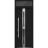 Front Exterior Prehung Steel Door / Deux 1755 Black Enamel / Transom Window / Stainless Inserts Single Modern Painted-W36" x H80+16"-Right-hand Inswing Black