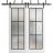 Sliding Closet Barn Bypass Doors with Hardware | Planum 2122 Chocolate Ash with Frosted Glass and Aluminum Strips | Sturdy 6.6ft Rails Hardware Set | Modern Wood Solid Bedroom Wardrobe Doors White