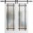 Sturdy Double Barn Door | Planum 2112 White Silk with Frosted Glass and Aluminum Strips | 13FT Black Rail Hangers Heavy Set | Solid Panel Interior Doors White