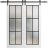 Sturdy Double Barn Door | Planum 2122 Matte Black with Frosted Glass and Aluminum Strips | 13FT Rail Hangers Heavy Set | Modern Solid Panel Interior Doors White