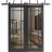Sliding Closet Barn Bypass Doors | Lucia 2266 Matte Black with Clear Glass and Aluminum Strips | Sturdy 6.6ft Rails Hardware Set | Wood Solid Bedroom Wardrobe Doors Black Matte