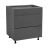 33" Base Cabinet-Double Door-Three Drawer-with Natural Teak door Grey