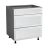 18" Base Cabinet-Double Door-Three Drawer-with Natural Teak door White
