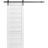 Barn Door 18 x 80 inches | Louver 3388 White Silk | 6.6FT Rail Track Hardware Set | Louvered Interior Doors White Silk