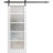 Sturdy Barn Door | Quadro 4002 Cognac Oak with Frosted Glass | 6.6FT Rail Hangers Heavy Hardware Set | Solid Panel Interior Doors White