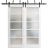 Sliding Closet Barn Bypass Doors | Quadro 4002 Oak with Frosted Glass | Sturdy 6.6ft Rails Hardware Set | Wood Solid Bedroom Wardrobe Doors  White