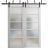 Sliding Closet Barn Bypass Doors | Quadro 4002 Oak with Frosted Glass | Sturdy 6.6ft Rails Hardware Set | Wood Solid Bedroom Wardrobe Doors  Light Grey Oak