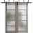 Sliding Closet Barn Bypass Doors | Quadro 4002 Oak with Frosted Glass | Sturdy 6.6ft Rails Hardware Set | Wood Solid Bedroom Wardrobe Doors  Nebraska Grey