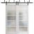 Sliding Closet Barn Bypass Doors | Quadro 4002 Oak with Frosted Glass | Sturdy 6.6ft Rails Hardware Set | Wood Solid Bedroom Wardrobe Doors  Nordic White