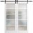 Sturdy Double Barn Door | Quadro 4002 Ginger Ash with Frosted Glass | 13FT Rail Hangers Heavy Set | Solid Panel Interior Doors White