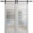 Sturdy Double Barn Door | Quadro 4002 Ginger Ash with Frosted Glass | 13FT Rail Hangers Heavy Set | Solid Panel Interior Doors Light Grey Oak