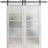 Sturdy Double Barn Door | Quadro 4002 Ginger Ash with Frosted Glass | 13FT Rail Hangers Heavy Set | Solid Panel Interior Doors Nordic White