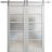 Sturdy Double Barn Door | Quadro 4002 White Silk with Frosted Glass | Silver 13FT Rail Hangers Heavy Set | Solid Panel Interior Doors Light Grey Oak