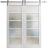 Sturdy Double Barn Door | Quadro 4002 White Silk with Frosted Glass | Silver 13FT Rail Hangers Heavy Set | Solid Panel Interior Doors Nordic White