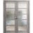 Solid French Double Doors | Quadro 4002 Oak with Frosted Glass | Wood Solid Panel Frame Trims | Closet Bedroom Sturdy Doors  Nebraska Grey