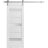 Sliding Barn Door with 6.6ft Hardware | Quadro 4055 White Silk with Frosted Glass | Rail Hangers Sturdy Silver Set | Lite Wooden Solid Panel Interior Doors White