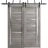 Sliding Closet Barn Bypass Doors | Quadro 4088 Cognac Oak with Frosted Glass | Sturdy 6.6ft Rails Hardware Set | Wood Solid Bedroom Wardrobe Doors  Nebraska Grey