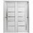 Sliding Closet Bypass Doors | Quadro 4088 Chocolate Ash with Frosted Glass | Sturdy Rails Moldings Trims Hardware Set | Wood Solid Bedroom Wardrobe Doors  Light Grey Oak
