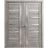 French Double Panel Lite Doors with Hardware | Quadro 4088 White Silk with Frosted Glass | Panel Frame Trims | Bathroom Bedroom Interior Sturdy Door Nebraska Grey
