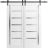 Sturdy Double Barn Door with | Quadro 4088 Matte Black with Frosted Glass | 13FT Rail Hangers Heavy Set | Solid Panel Interior Doors White